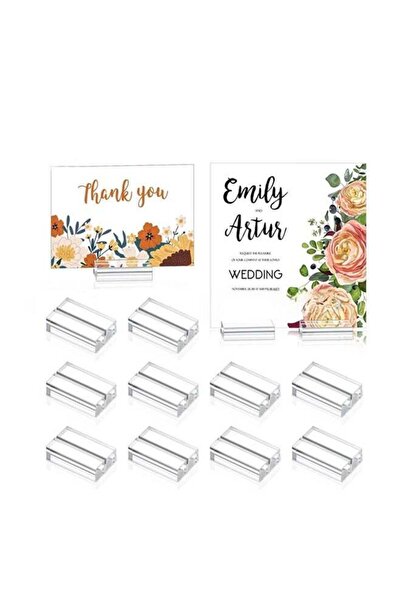 Generic 10 Pieces Place Card Holders 2 Inch Name Card Holder Stands Clear Tab...