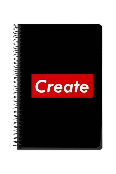 Generic A5 Create Printed Spiral Bound Notebook Black/Red/White