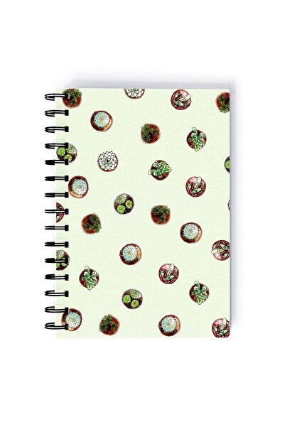 Generic Spiral A5 Notebook Pattern Floral Cactus Green Aesthetics
