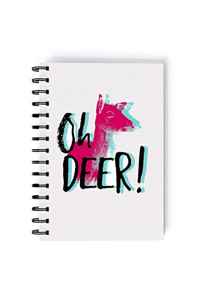 Generic Spiral A5 Notebook Oh Deer Animal Pink Wild Life