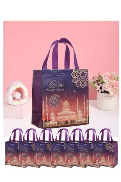 Generic 8 Pieces Ramadan Gift Wrap Bags Non-woven Fabric Reusable Bags with C...