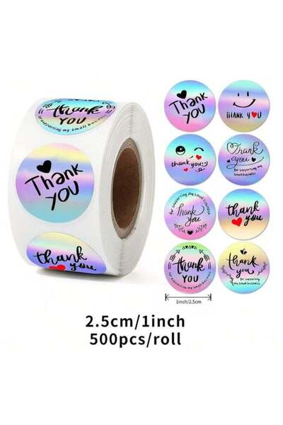 Generic 500 1-inch round thank-you stickers with self-adhesive, small busines...