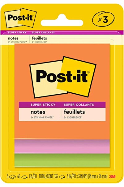 Generic Post-it Super Sticky Notes 3 x 3 in (76 x 76 mm) Rio Assorted Colors,...