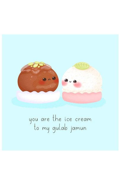 Generic Food Couples Greeting Card Gulab Jamun & Ice Cream