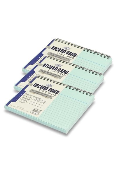 Generic FIS® Ruled Record Cards, Size:6"x4" Inches (152x102mm), Double Loop S...