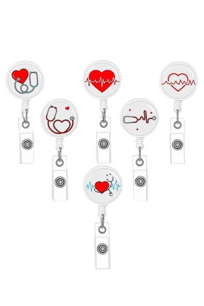 Generic 6 Pcs Nurse Badge Reel, Cute Heart Nursing Badge Holder, Medical Badg...