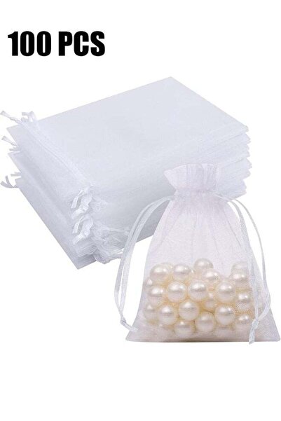 Generic 100 Pcs Organza Jewelry Bags 8 x 10CM, Small Mesh Gift Bags Drawstrin...