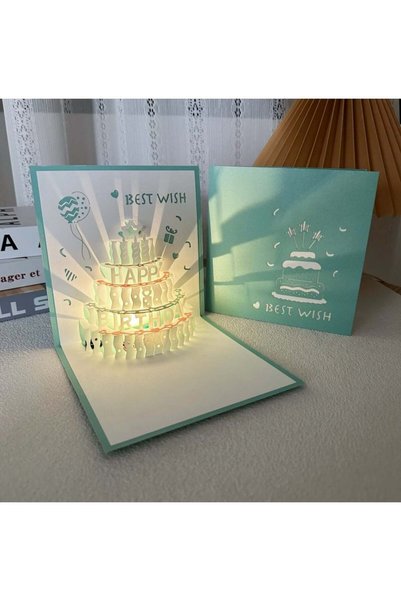 Generic 3D Pop Up Birthday Card, Play Music Warm LED Light Birthday Cake Card...
