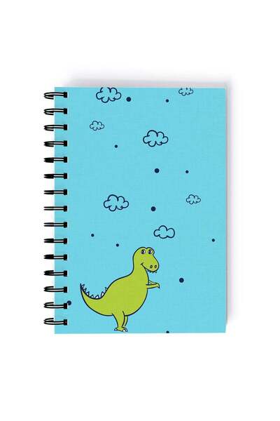 Generic Spiral A4 Notebook Cute animal Dinosaur Green and blue Aesthetics