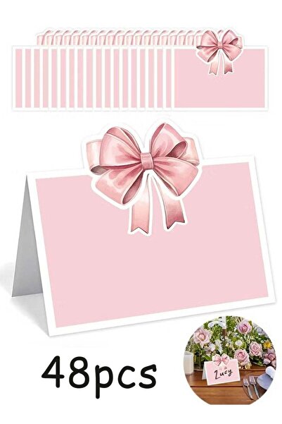Generic 48 Pcs Pink Bow Table Place Cards - Table Setting Reception Seating N...