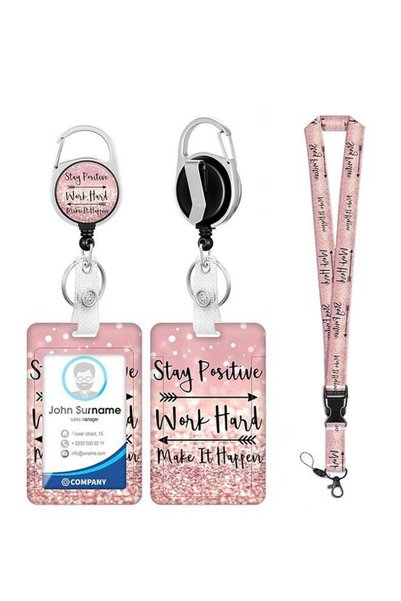 Generic Retractable Badge Reel with ID Badge Holder & Neck Lanyard, Motivatio...