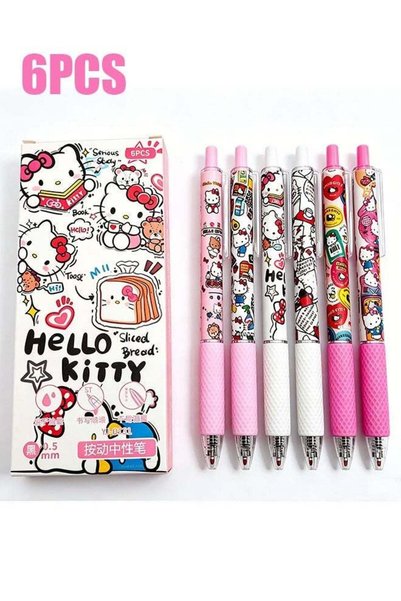 Generic 6 Hello Kitty Pens Pink Girly Style School Supplies Cute Retractable ...
