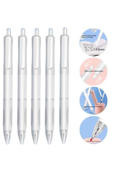Generic 5-pack retractable pens large capacity gel ink pen 0.5mm black ink wr...