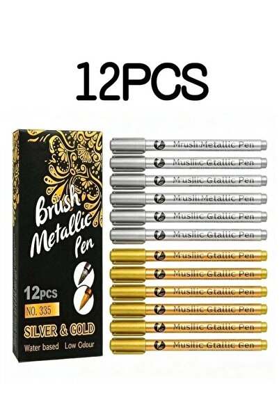 Generic 12 Pieces of Metallic Gold and Silver Paint Marker Pens Permanent Wat...
