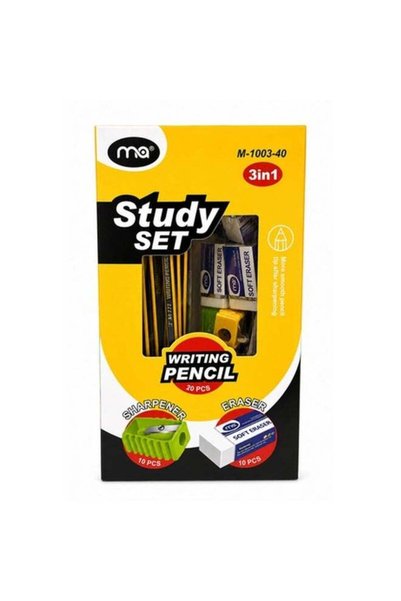 Generic Ma 3 in 1 School Stationery Pencil Sharpener and Eraser Study Set- Ye...