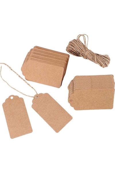 Generic REDDOTGIFT 100Pcs Kraft Paper Gift Tags with 10m Natural Jute Twine f...