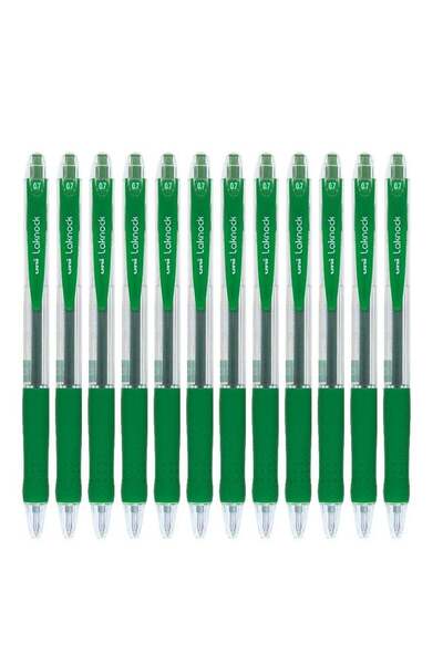 Generic 12-Piece Laknock Ballpoint Pen 0.7mm Tip Green Ink