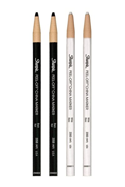 Generic 4-Piece Peel Off China Marker Black and White Colours