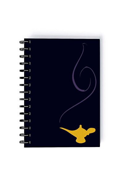 Generic Minimal Genie Lamp Printed Spiral A5 Notebook Purple/Yellow