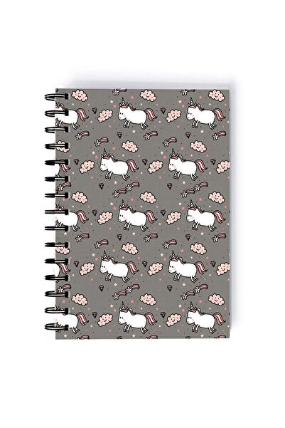 Generic Spiral A5 Notebook Pattern Cute Animal Sheep Grey Aesthetics
