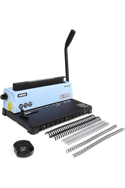RaySones RAYSON TD-130 Wire Binding Machine, 34-Hole 3:1 Pitch Twin Loop Wire...