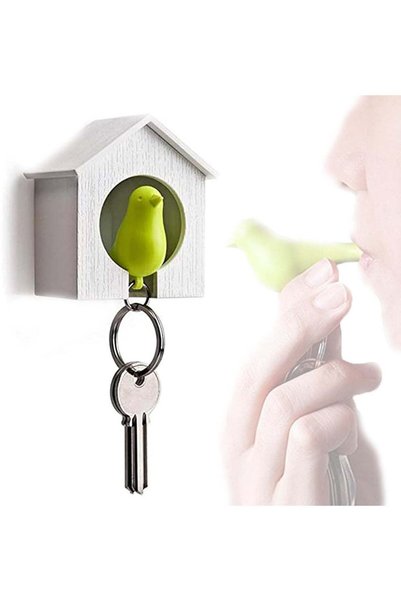 Generic Bird house keychain, mini bird nest keychain wall mount, whistle keyr...