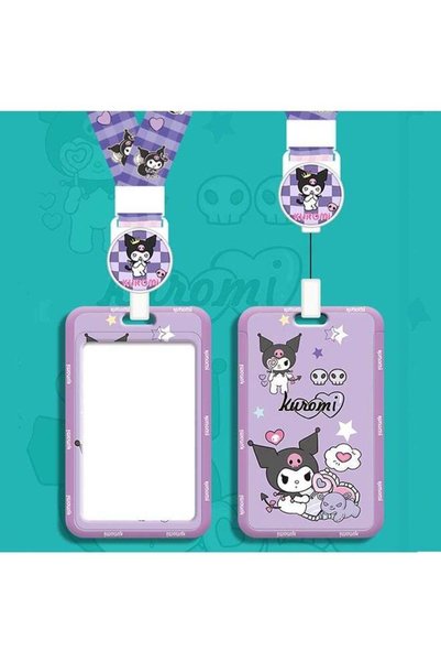 Generic Sanrio Kuromi Sweet Cool Style Retractable Lanyard with ID Card Holde...
