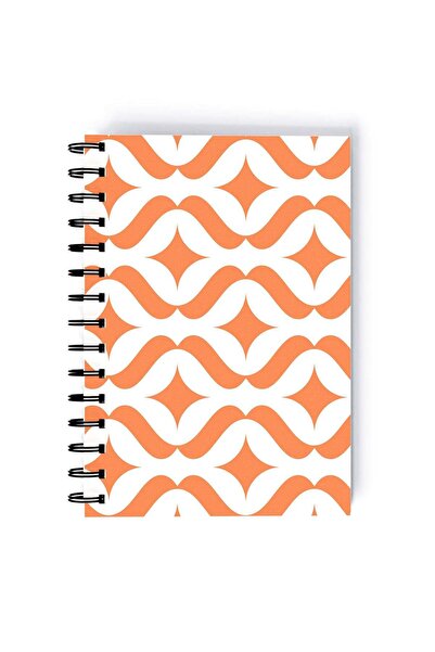Generic Arabic pattern Printed Spiral A5 Notebook White/Orange