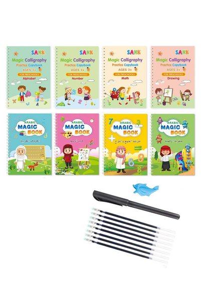 Generic 8 Pieces (4 Arabic And 4 English) Bilingual Magical Handwriting Pract...