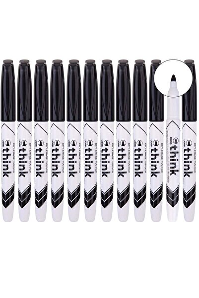 Generic 12-Piece Slim White Board Marker Round Tip Black Ink