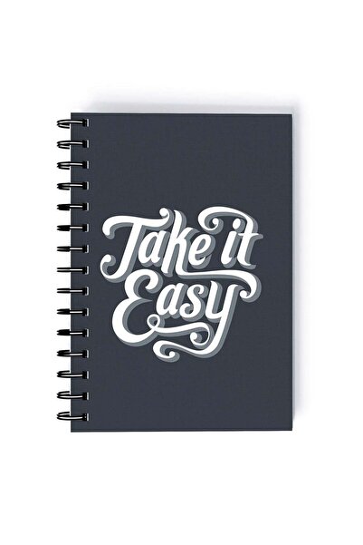 Generic Take It Easy Quote Rectangle Spiral A5 Notebook Grey/White