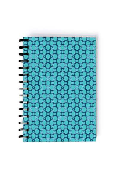Generic Spiral A5 Notebook Arabic Geometry Pattern Blue Aesthetics