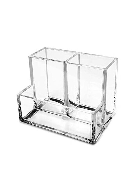 Generic Clear Acrylic Pen Holder, 3-Compartment Desktop Organizer, Multi-Purp...