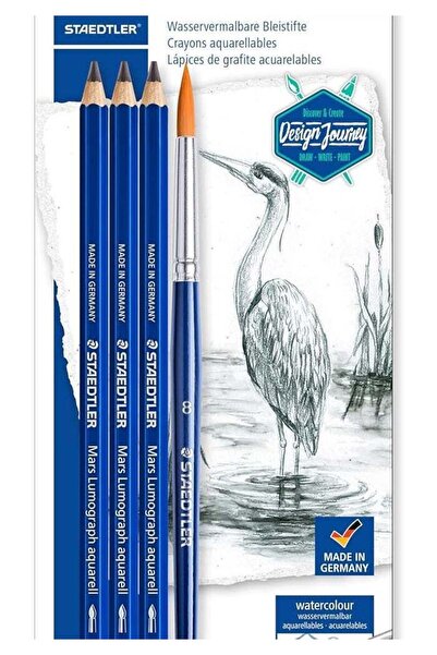 Generic STAEDTLER Watercolour Graphite Pencils Set with Brush - 4B, 6B, 8B
