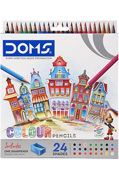 Generic DOMS 24 Shades Colour Pencils with Sharpener