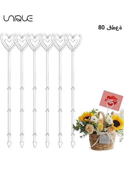 Generic 80 Pcs Plastic Floral Pick Card Holder, Transparent Heart Shape Strai...