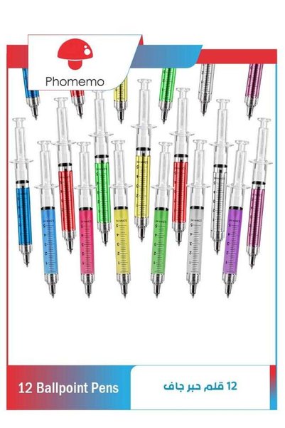 Generic 12 Pack Multi-Color Syringe PenRetractable, Fun Multi Color Novelty P...