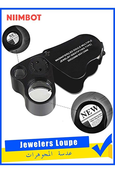 Generic Jewelers Loupe, 30X 60X Illuminated Magnifier with Bright LED Light, ...