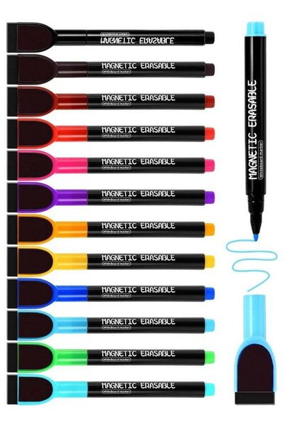 Generic 12 Pack Colored Magnetic Dry-Erase Markers, Whiteboard Pens With Eras...