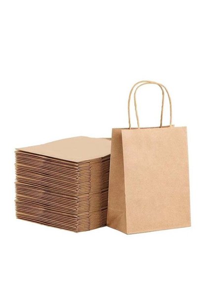 Generic 12 Pcs Kraft Paper Bag For Shopping Gift Package Flat Bottom Strong B...