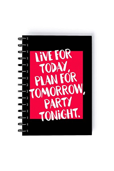 Generic Spiral A5 Notebook Sarcasm and Fun Typography Live for Today Pink Aes...