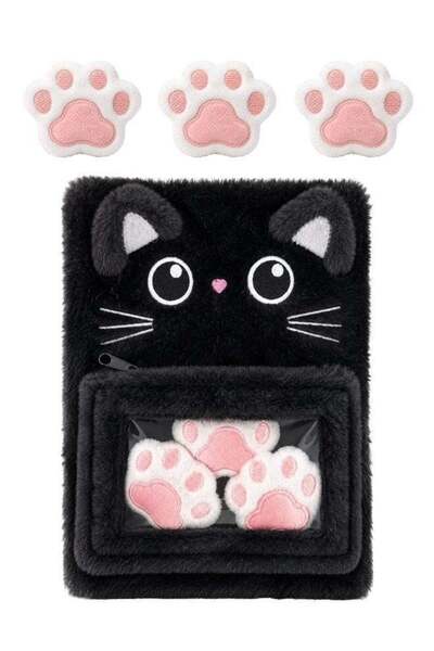 Generic Cat Plush Notebook with Fluffy Soft Cover, Cute Animals Design Journa...