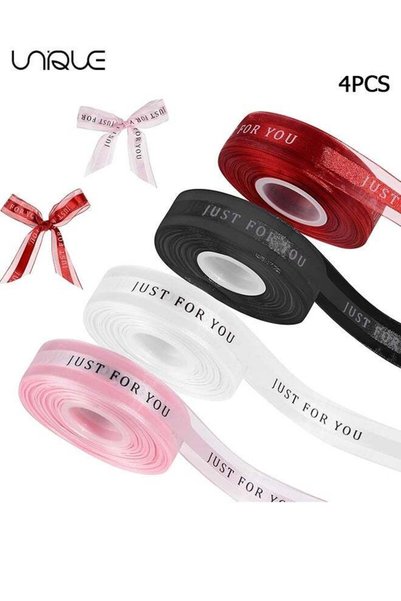 Generic 4 Rolls Satin Organza Ribbons with Printing - 1 inch x 40 yards (Tota...