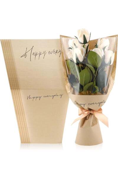 Generic 20 Pcs Bouquet Wrapping Bags, 11 x 5.1 x 17.3in Kraft Paper Sleeves f...