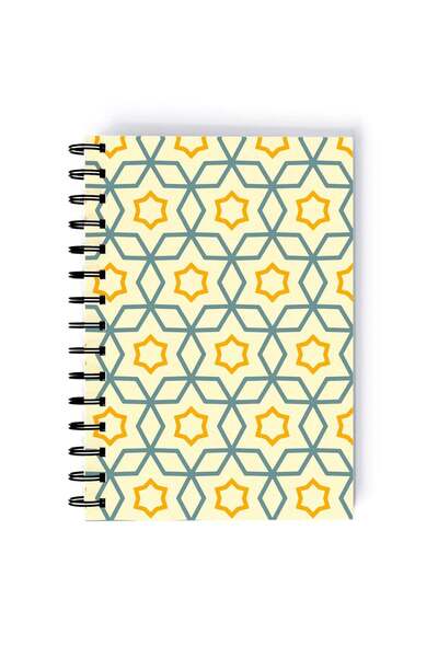 Generic Arabic Pattern Printed Spiral A5 Notebook Orange/Blue