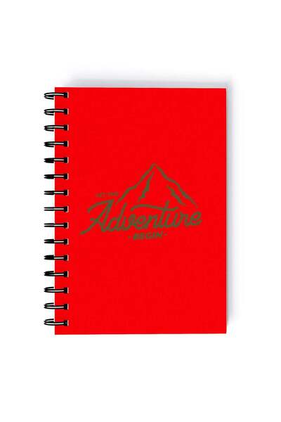 Generic Spiral A5 Notebook Typography Adventure Begins Red