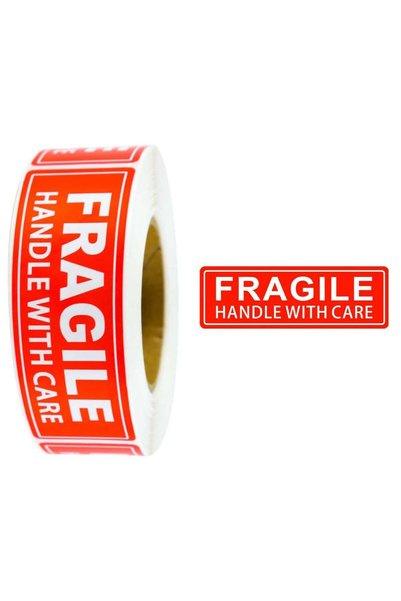 Generic 300pcs Fragile Handle with Care Warning Labels Roll, 3x1 inch Self-Ad...