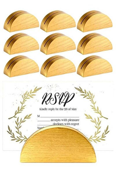 Generic 10 PCS Gold Wood Table Number Stands, Wood Place Card Holders, Semici...