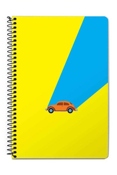 Generic Retro Bug Yellow A5 Spiral Notebook Yellow/Blue
