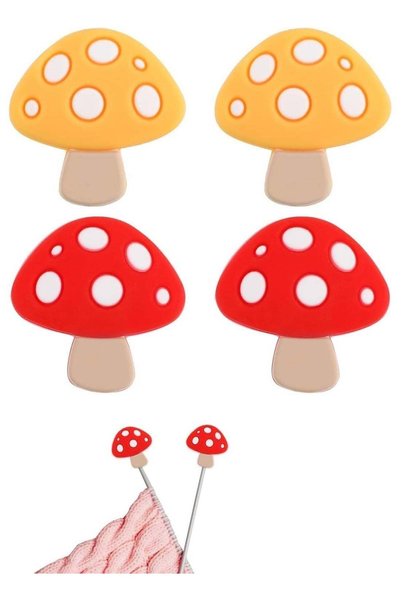 Generic 4Pcs Mushroom Stitch Stoppers Knitting Needle Point Protectors Cute S...